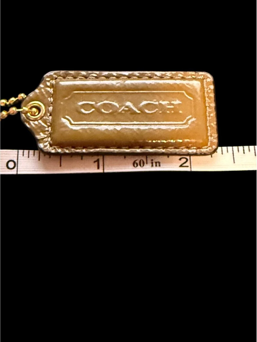 Coach Leather Hangtag - Patent Saddle Brown 2.25